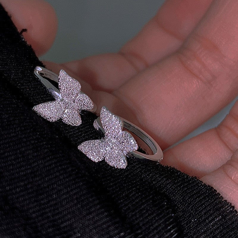 Women's Frosted Butterfly Hoop Earrings — Silver Plated Minimalist Jewellery