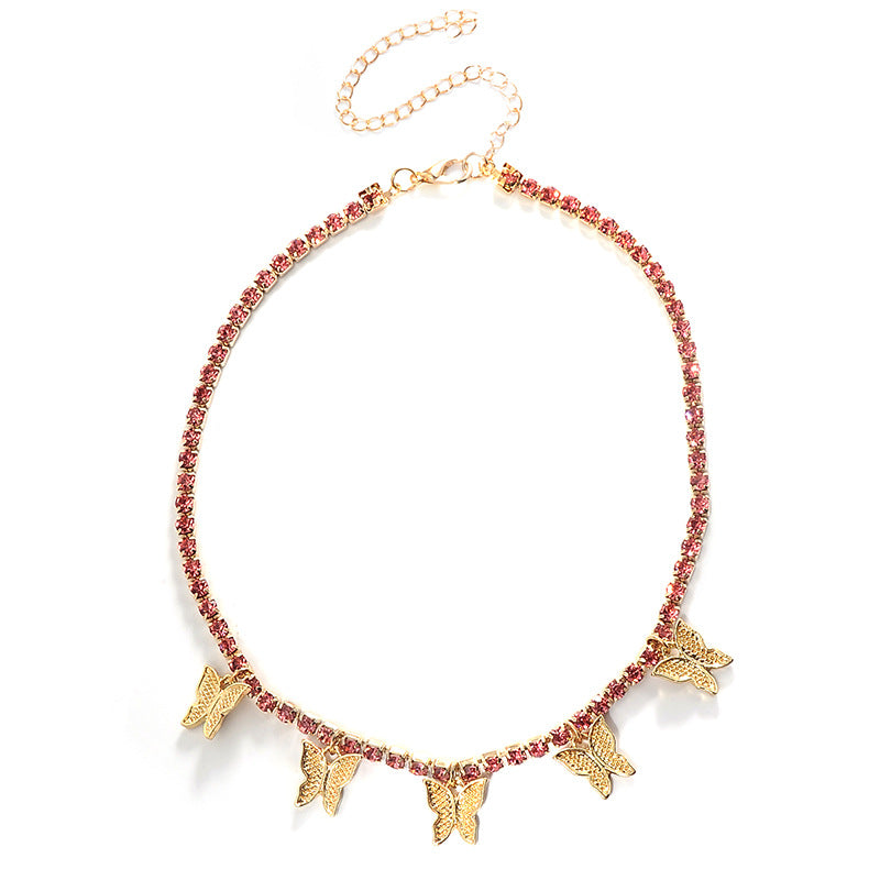 Rhinestone Butterfly Necklace — Trendy