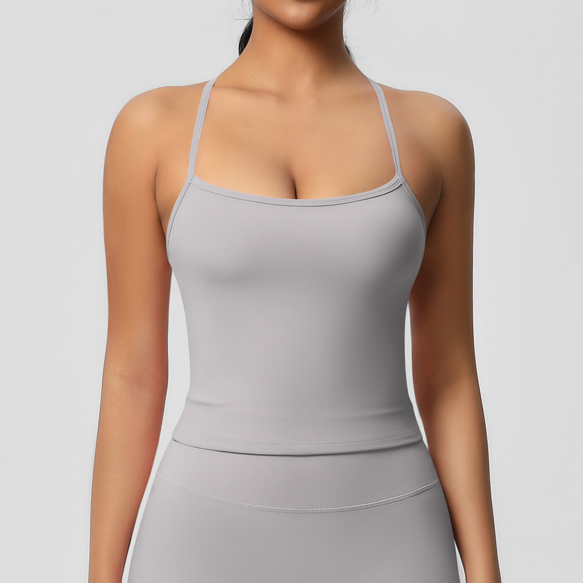 Double-Sided Brushed Solid Color Sports Vest for Women – Tight Fit, Beauty Back, Yoga & Fitness Top