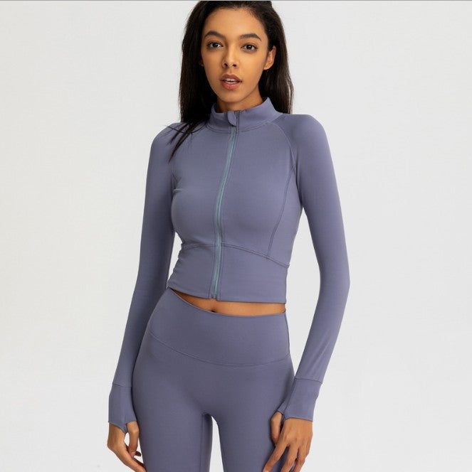 Women's Tight-Fit Long Sleeve Yoga Jacket — Slim Zip-Up Activewear