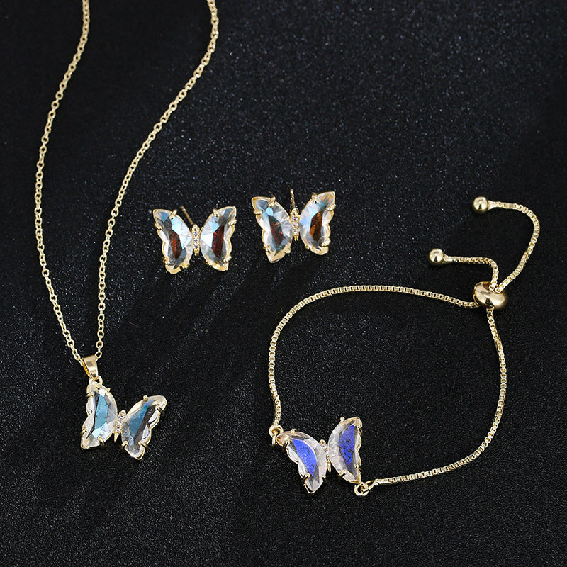 Women's Butterfly Zircon Bridal Jewellery Set — Wedding Accessories in 17 Colours