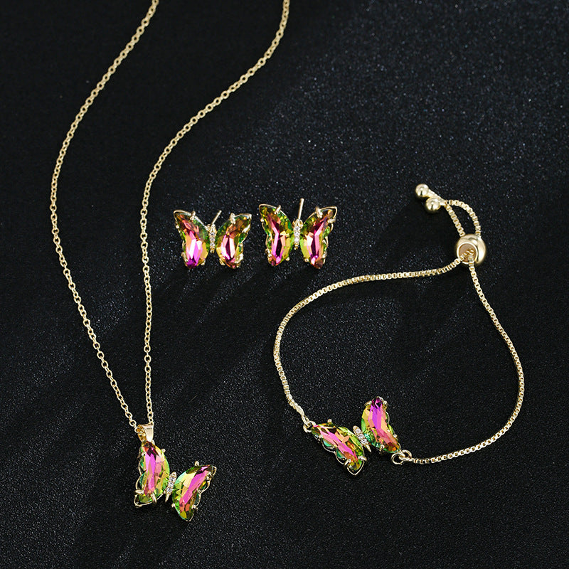 Women's Butterfly Zircon Bridal Jewellery Set — Wedding Accessories in 17 Colours