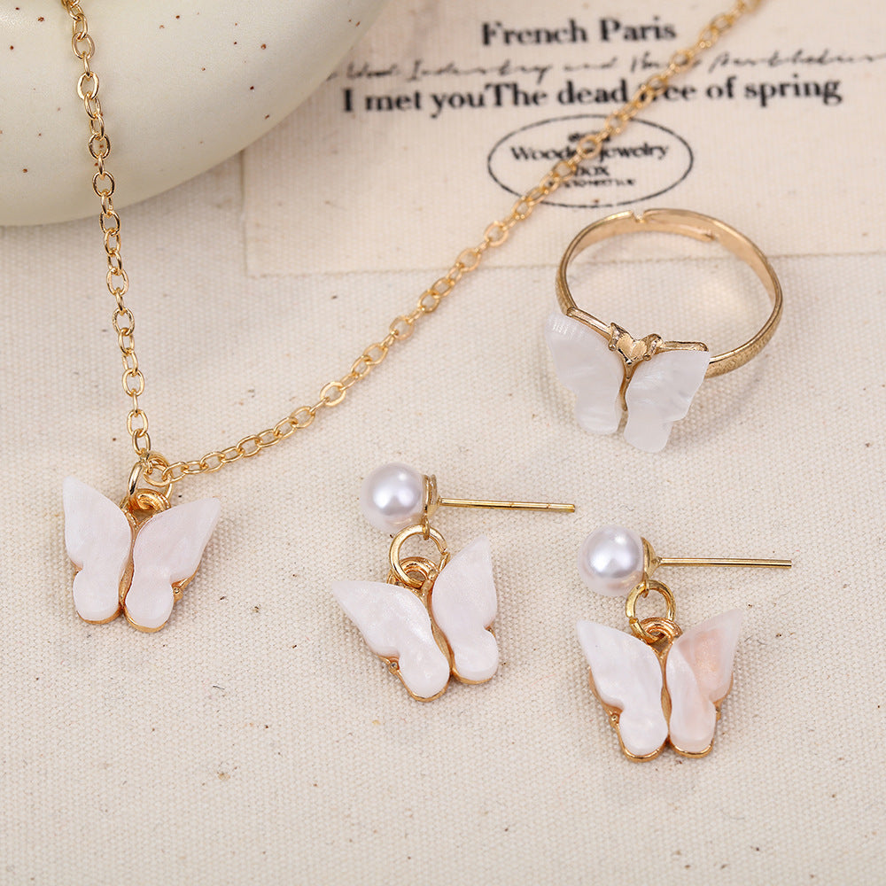 Women's Butterfly Jewellery Set — Necklace, Earrings, Ring & Bracelet