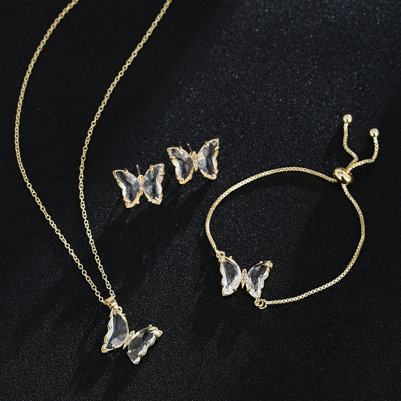 Women's Butterfly Zircon Bridal Jewellery Set — Wedding Accessories in 17 Colours