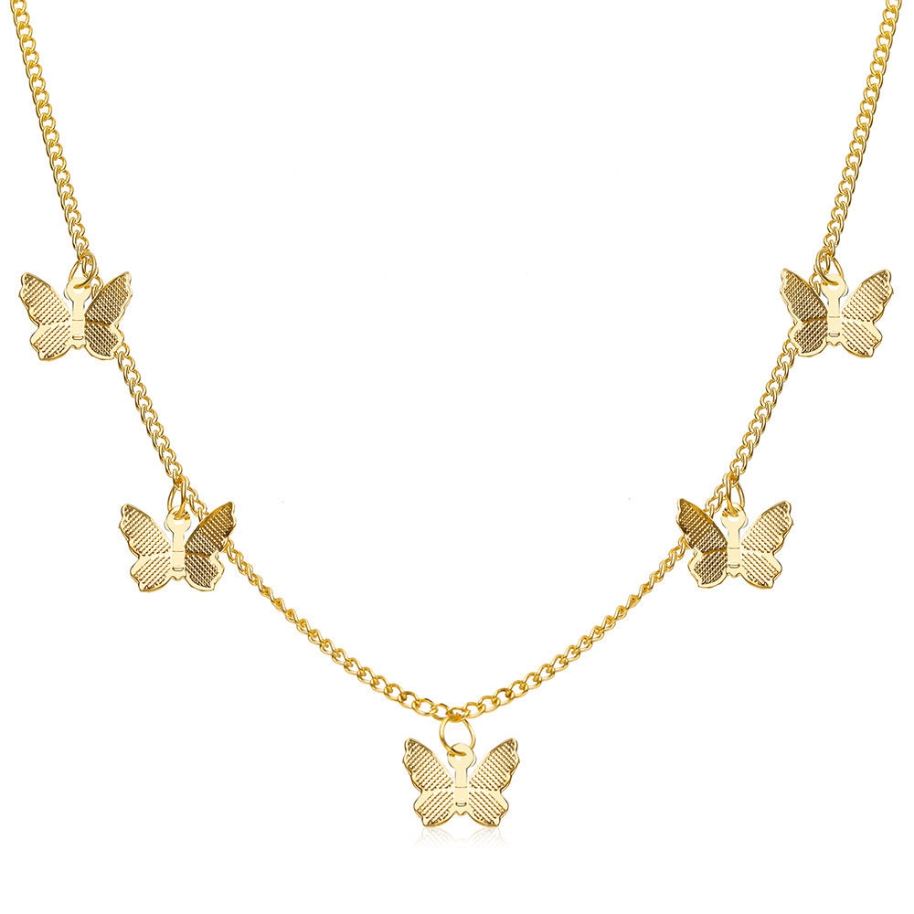 Geometric Butterfly Clavicle Necklace — Elegant