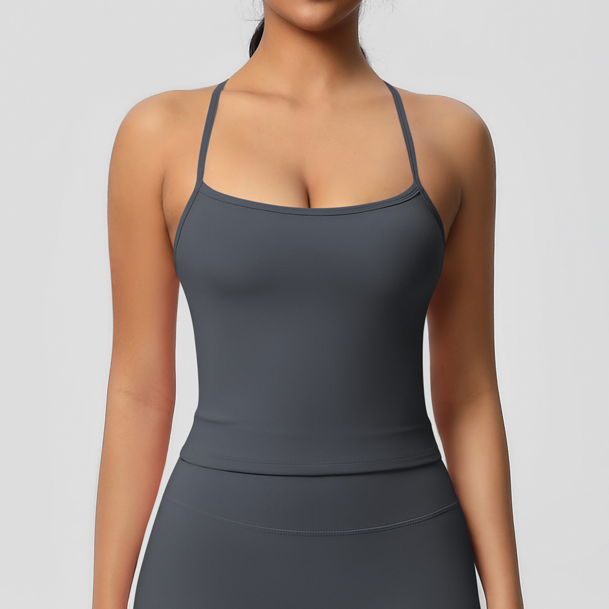 Double-Sided Brushed Solid Color Sports Vest for Women – Tight Fit, Beauty Back, Yoga & Fitness Top