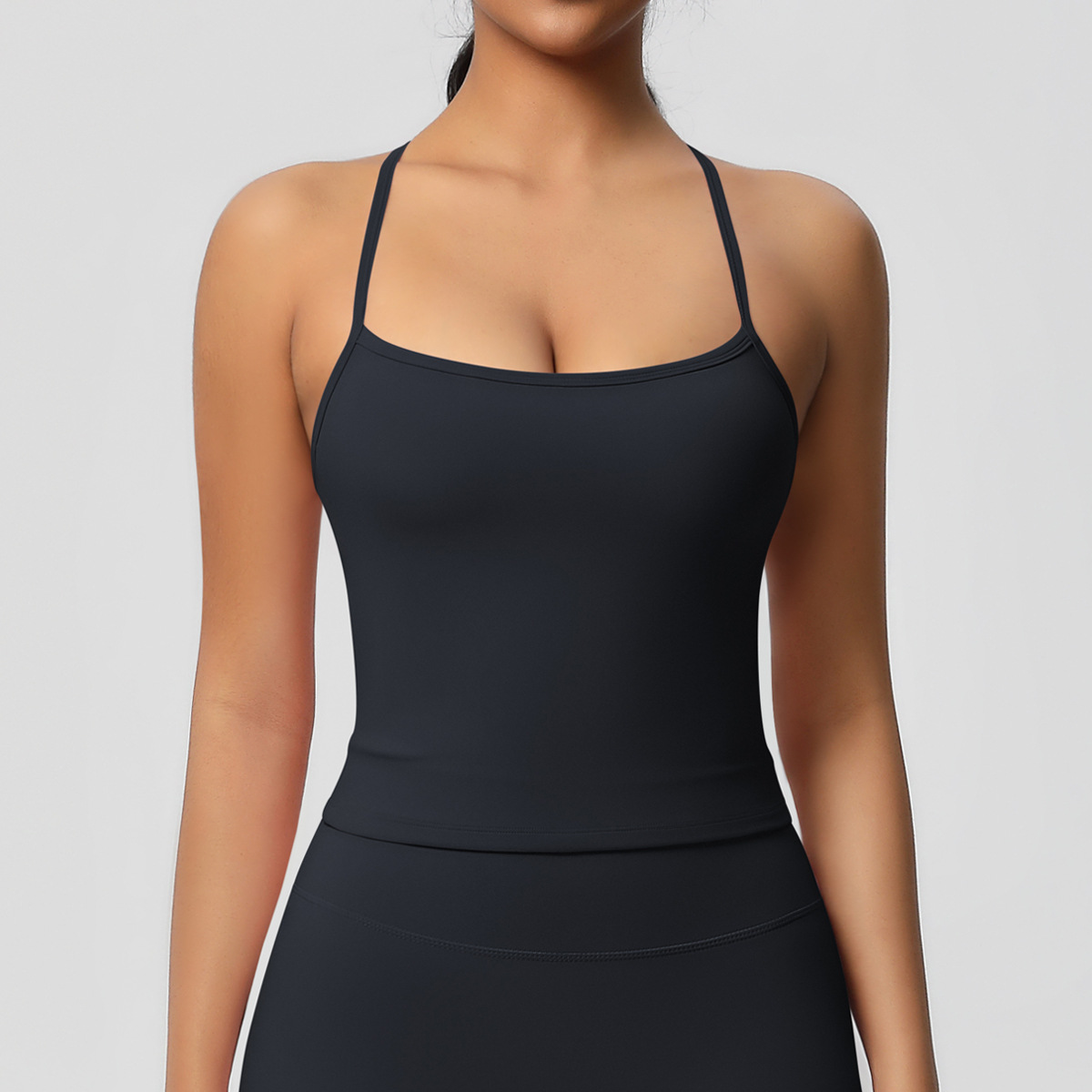 Double-Sided Brushed Solid Color Sports Vest for Women – Tight Fit, Beauty Back, Yoga & Fitness Top