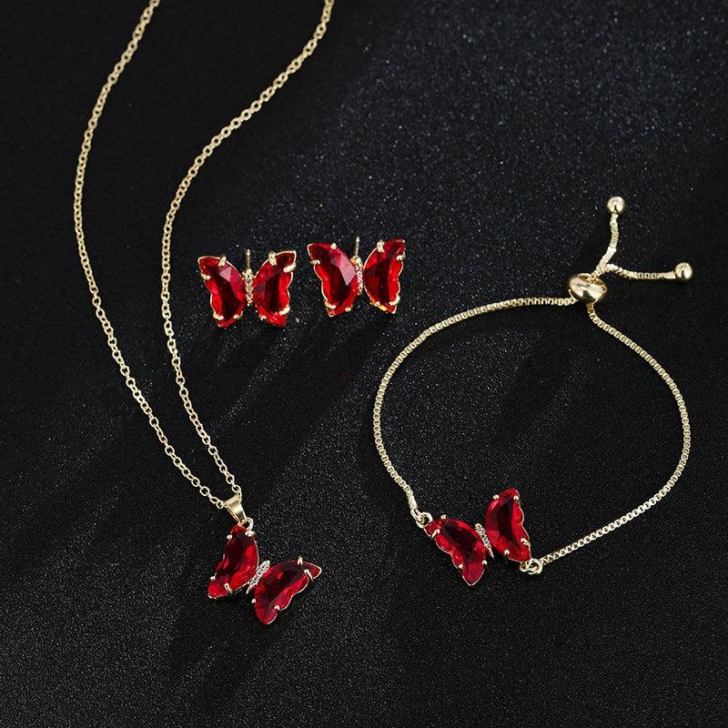 Women's Butterfly Zircon Bridal Jewellery Set — Wedding Accessories in 17 Colours