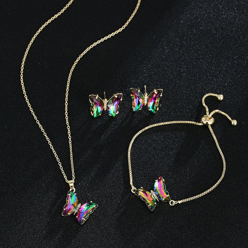Women's Butterfly Zircon Bridal Jewellery Set — Wedding Accessories in 17 Colours