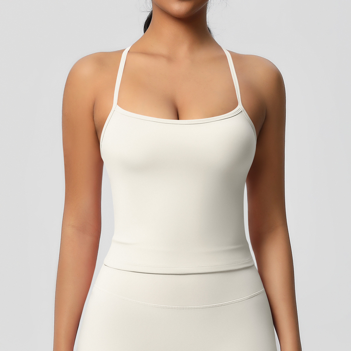 Double-Sided Brushed Solid Color Sports Vest for Women – Tight Fit, Beauty Back, Yoga & Fitness Top