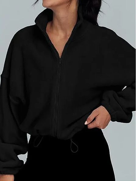 Women's Polar Fleece Zip-Up Jacket — Cosy Korean-Style Cardigan