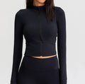 Women's Tight-Fit Long Sleeve Yoga Jacket — Slim Zip-Up Activewear