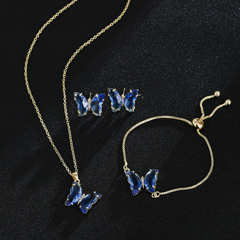 Women's Butterfly Zircon Bridal Jewellery Set — Wedding Accessories in 17 Colours