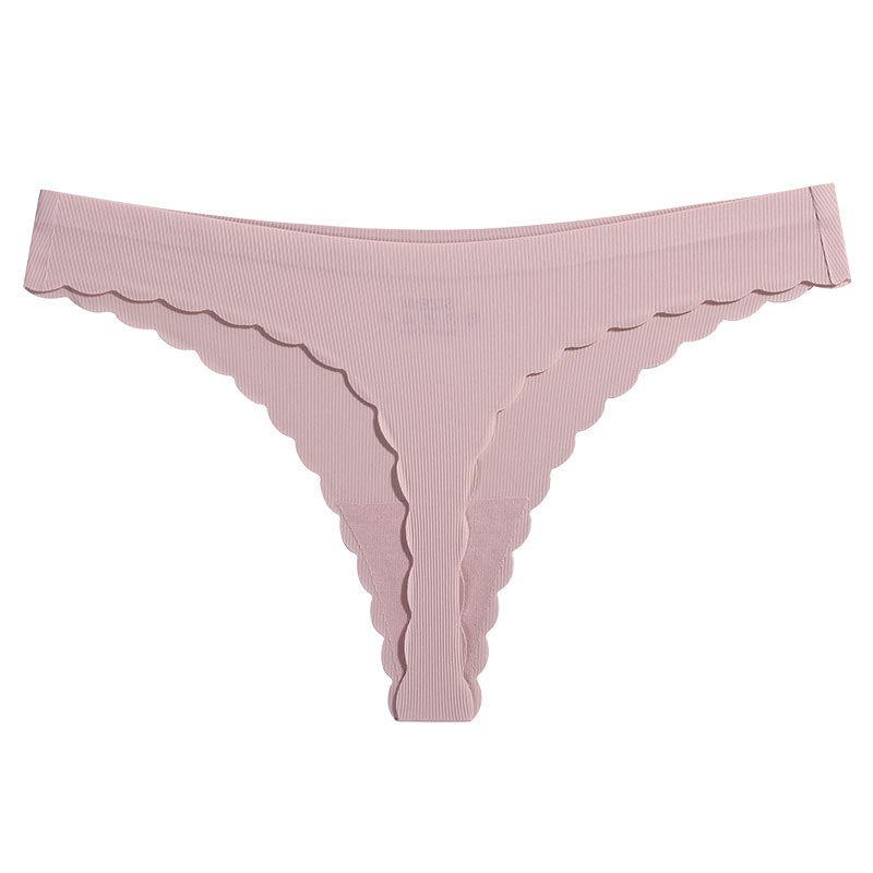 Pure Color Seamless Ice Silk Low-Waist Thong Underwear