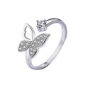Women's S925 Sterling Silver Butterfly Open Ring — Zircon Adjustable
