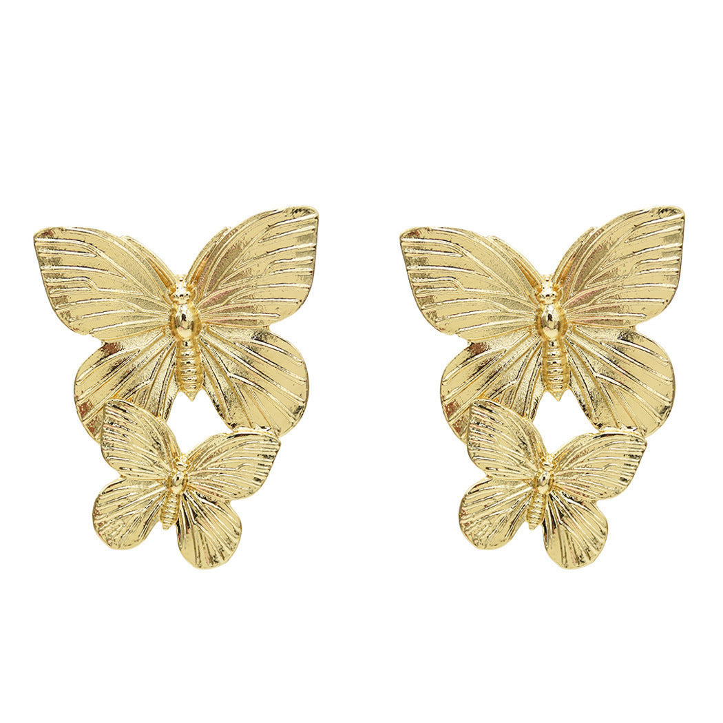 Women's Statement Butterfly Earrings — Bold Metal Drop Earrings in Gold & Silver
