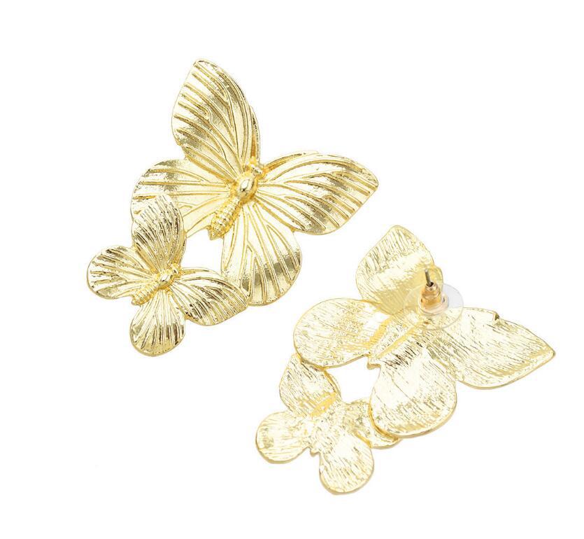 Women's Statement Butterfly Earrings — Bold Metal Drop Earrings in Gold & Silver