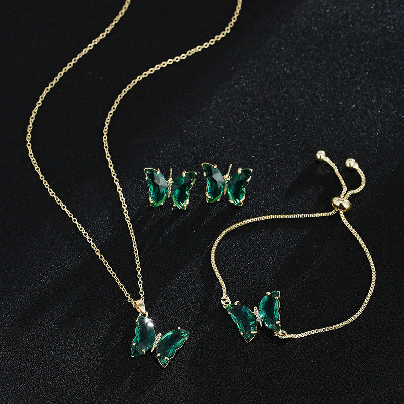 Women's Butterfly Zircon Bridal Jewellery Set — Wedding Accessories in 17 Colours
