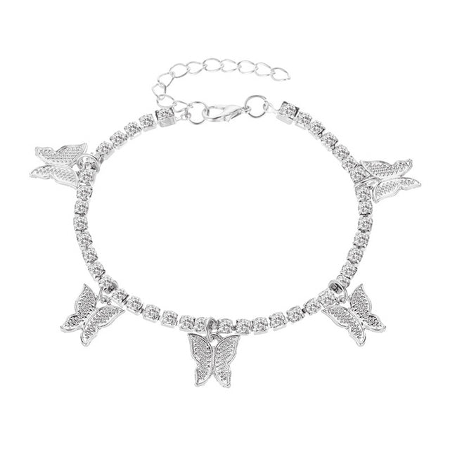 Women's Butterfly Tassel Anklet — Beach Foot Jewellery in Gold, Silver & Rose Gold