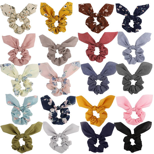 20-Piece Bow Scrunchie Set — Chiffon & Satin Hair Elastics for Women