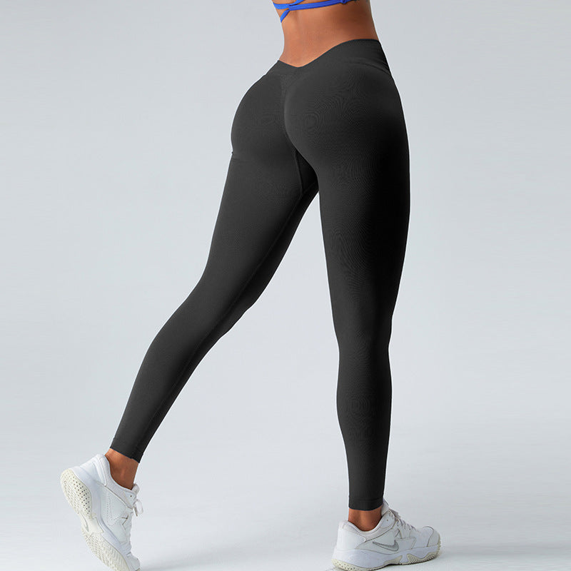 Seamless V-Waist Yoga Pants — High Waist Hip Lift