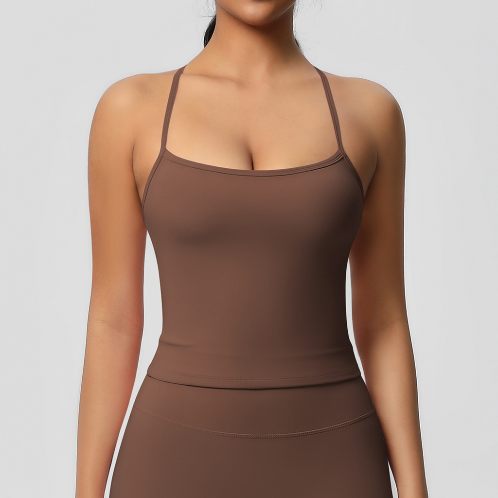 Double-Sided Brushed Solid Color Sports Vest for Women – Tight Fit, Beauty Back, Yoga & Fitness Top