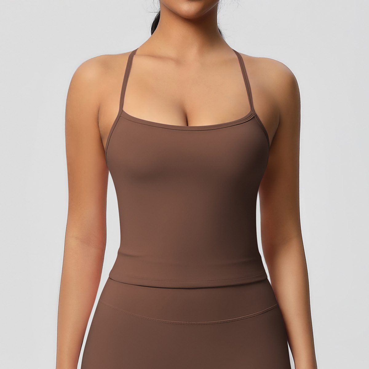 Double-Sided Brushed Solid Color Sports Vest for Women – Tight Fit, Beauty Back, Yoga & Fitness Top