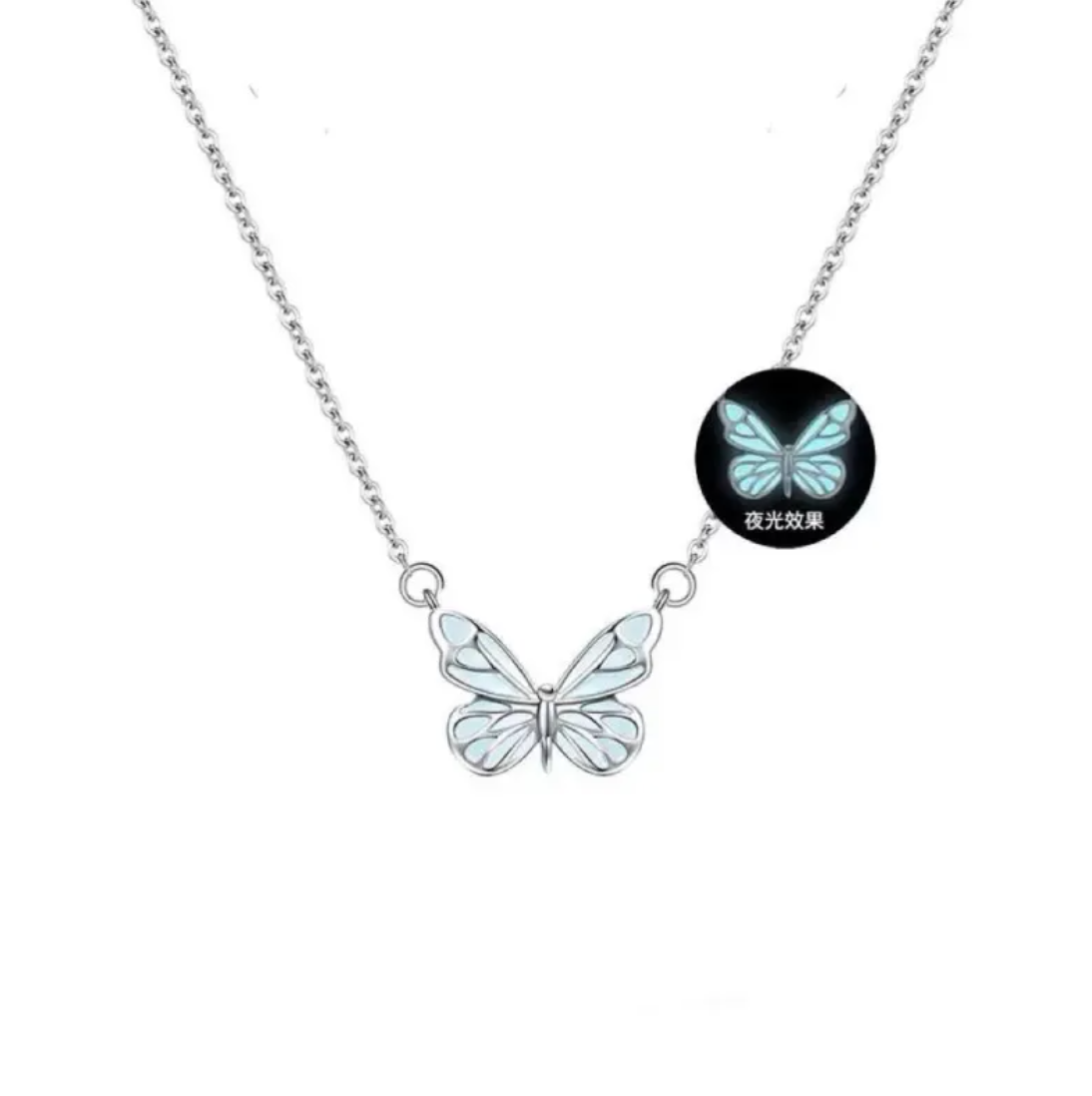 Glow-in-the-Dark Butterfly Jewellery Set — Necklace & Bracelet