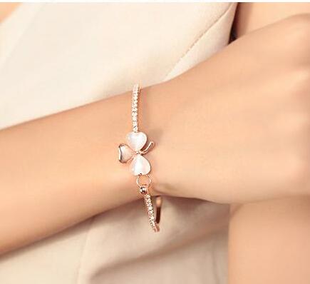 Clover Cat's Eye Stone Bracelet and Bangle
