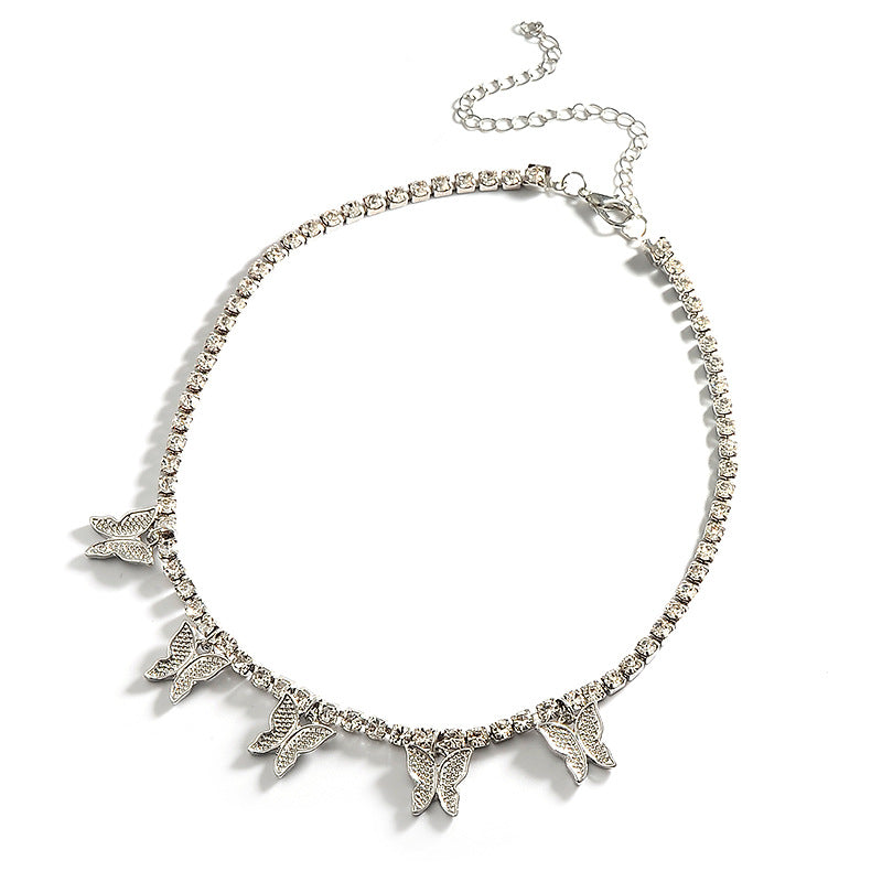 Rhinestone Butterfly Necklace — Trendy