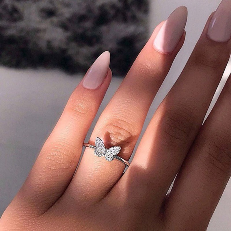 Women's Butterfly Zircon Ring — Gold-Plated Copper Statement Ring