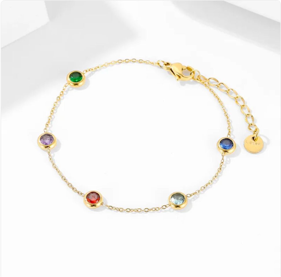 Women's Zircon Pendant Bracelet — Stainless Steel Electroplated Chain