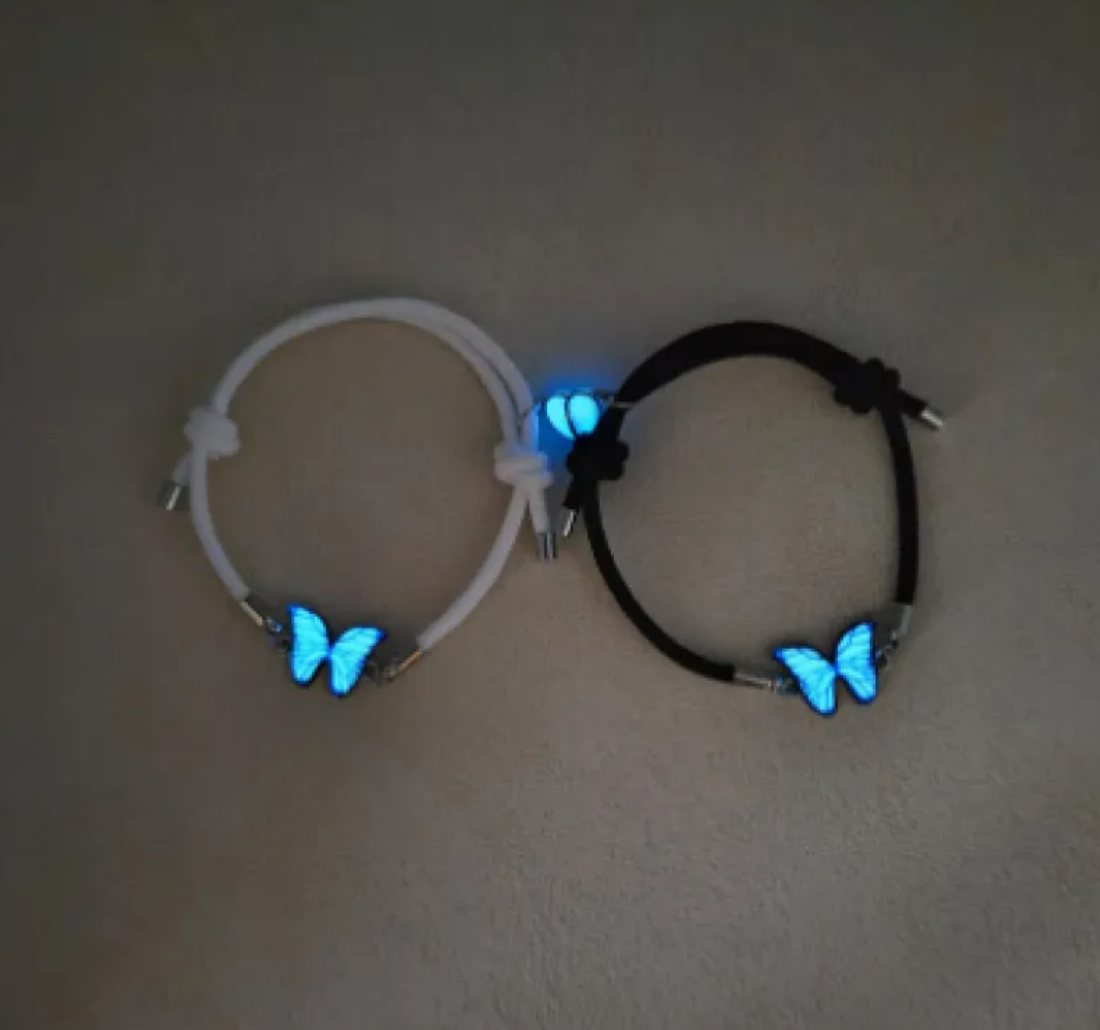 Glow-in-the-Dark Butterfly Jewellery Set — Necklace & Bracelet