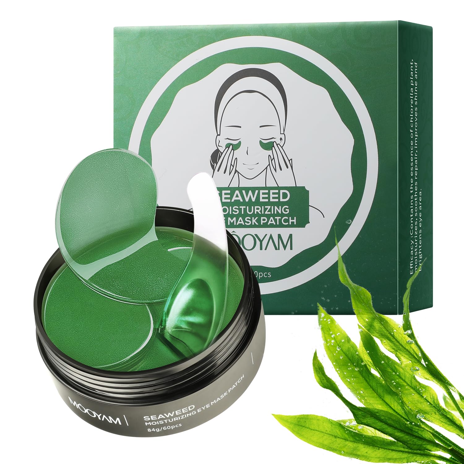 Seaweed Under Eye Patches — 60 Pcs Hydrating Eye Masks for Dark Circles & Puffiness