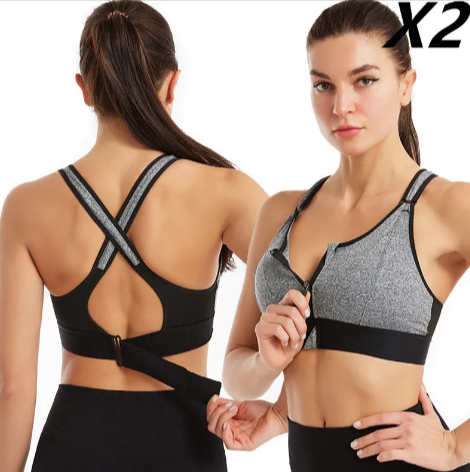 Women's Adjustable Sports Bra — Front Zip, No-Wire Full-Cup Support