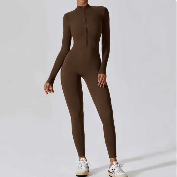Flex Fit Zip Jumpsuit — Women's One-Piece Gym Workout Suit