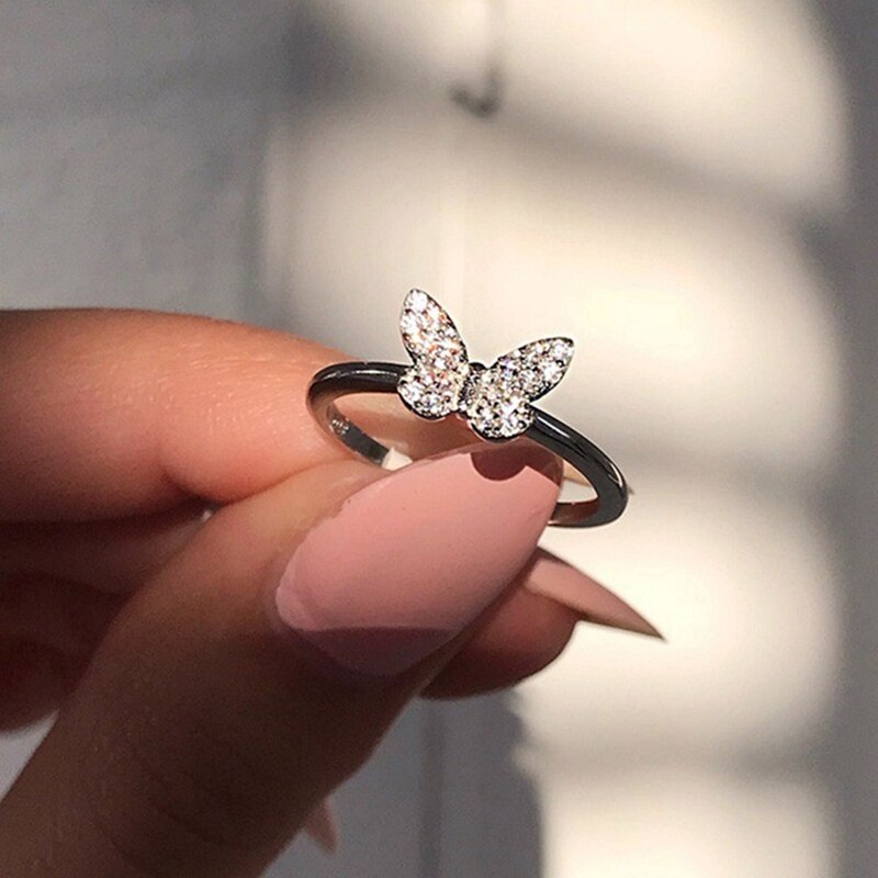 Women's Butterfly Zircon Ring — Gold-Plated Copper Statement Ring