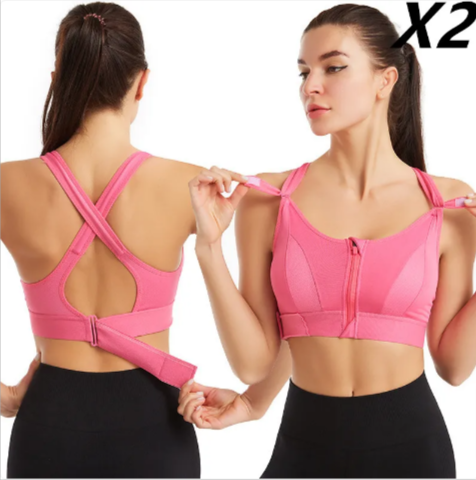 Women's Adjustable Sports Bra — Front Zip, No-Wire Full-Cup Support