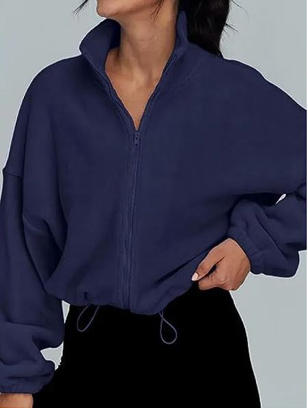 Women's Polar Fleece Zip-Up Jacket — Cosy Korean-Style Cardigan