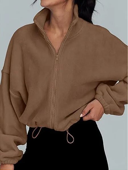 Women's Polar Fleece Zip-Up Jacket — Cosy Korean-Style Cardigan
