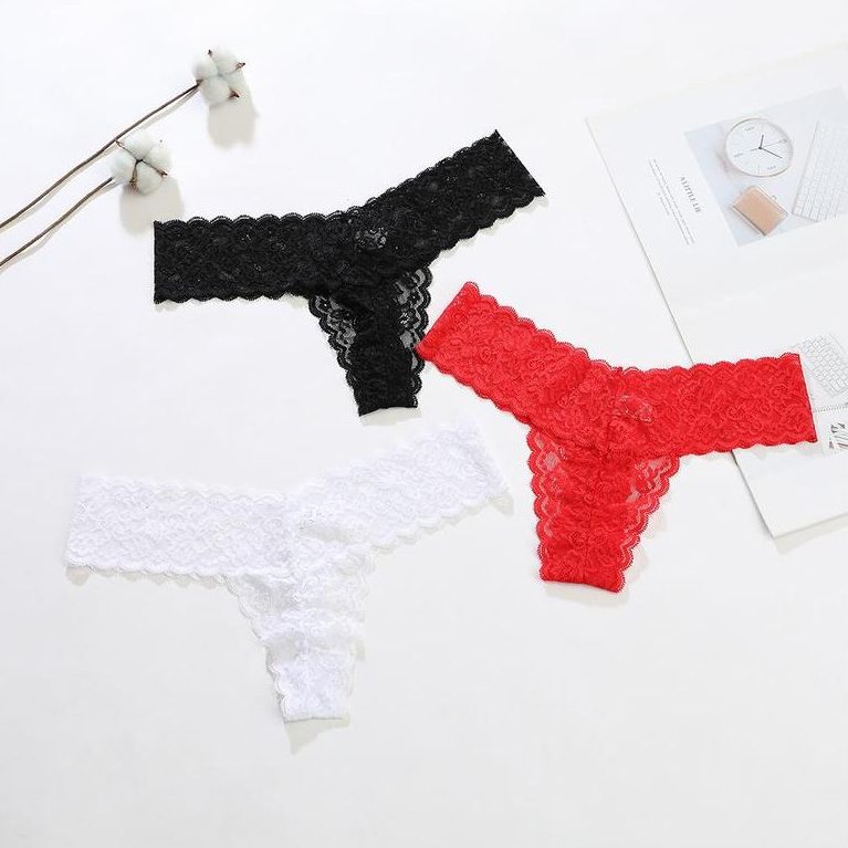 Women's Seamless Lace Thong Panties — Hip Lift Low-Waist Underwear in 6 Colours
