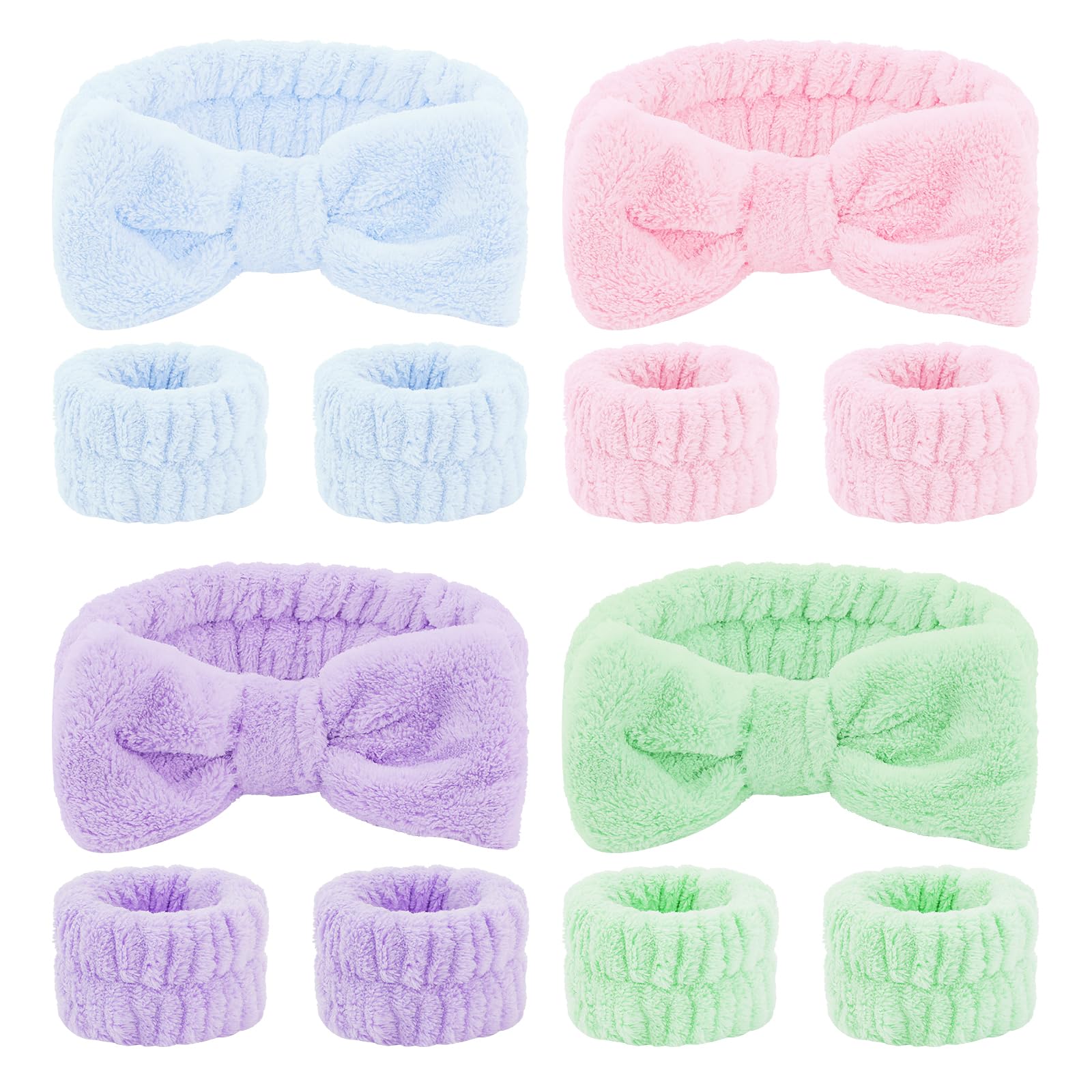 Spa Headband & Wristband Set — 12 Pcs