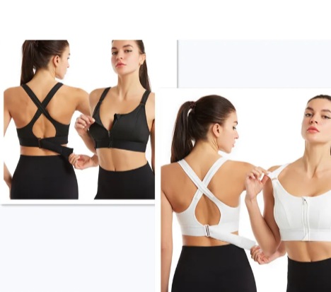 Women's Adjustable Sports Bra — Front Zip, No-Wire Full-Cup Support