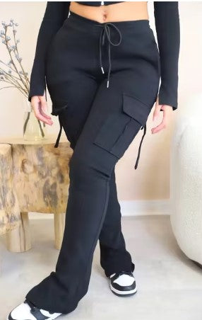 Flared Cargo Pants — High Waist Y2K Wide Leg