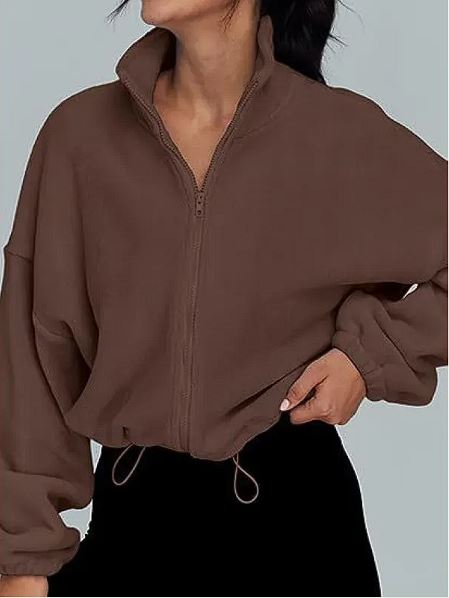 Women's Polar Fleece Zip-Up Jacket — Cosy Korean-Style Cardigan