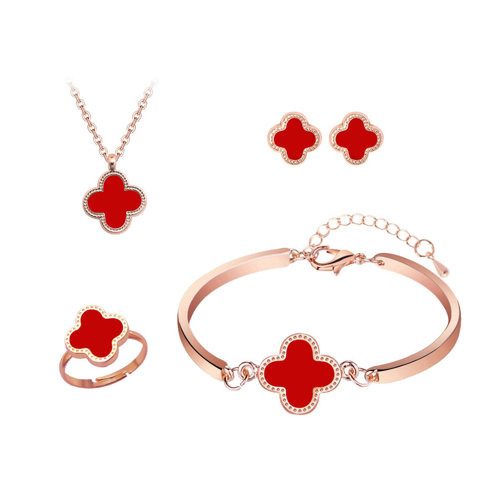 Clover Pendant Jewelry Set - Four-Piece Wholesale