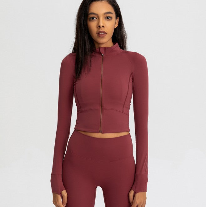 Women's Tight-Fit Long Sleeve Yoga Jacket — Slim Zip-Up Activewear