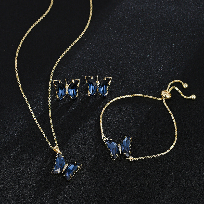 Women's Butterfly Zircon Bridal Jewellery Set — Wedding Accessories in 17 Colours