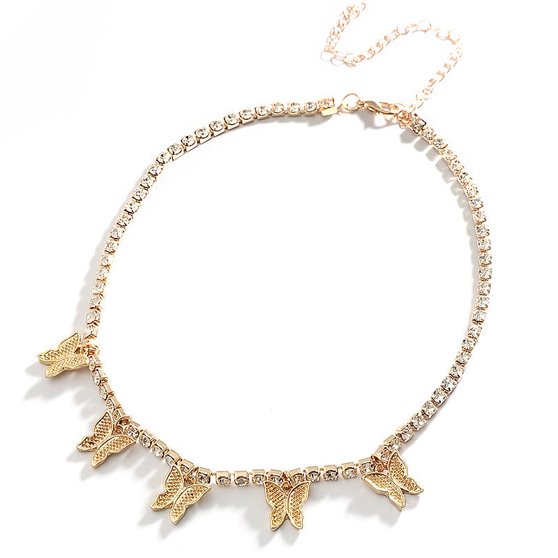 Rhinestone Butterfly Necklace — Trendy