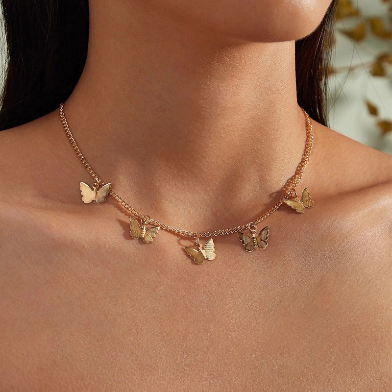 Geometric Butterfly Clavicle Necklace — Elegant